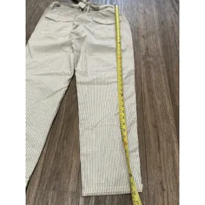 American Eagle Striped Tie Waist Straight Leg Pants Ivory Blue‎ Size 10 thumbnail 10