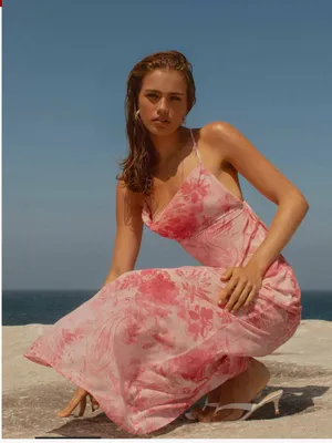 Peppermayo NWT Tara Maxi Dress Open Back Maxi Dress in Pink Print Size 12 thumbnail 1