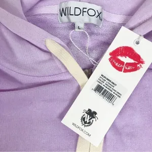 WILDFOX Hoodie Cropped Jacket‎ Large Purple Embroidered Flowers Zip Front Pastel thumbnail 14