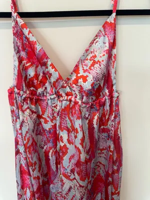 Pilyq Maxi Dress Size M/L Red Print Sleeveless V-Neck thumbnail 2