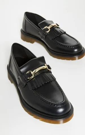 NEW Dr. Martens Adrian Snaffle in Black Smooth Leather Kiltie Loafers W 8 / M 7 thumbnail 1