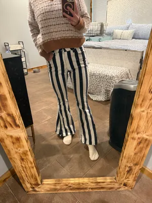 Altar’d State Striped Bell Bottom Jeans thumbnail 2