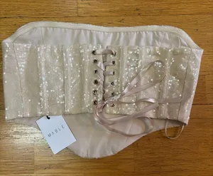 NEW Mable Sequined Bridal Bachelorette Wedding Fairy Lace Up Club Corset L thumbnail 5