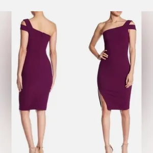 💜 Likely Packard One Shoulder Dress 💃 Plum Purple‎ Bodycon Midi NWT Size 4 ✨ thumbnail 2