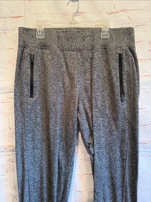 Zella Med Heather Gray Performance Jogger Pants zip pockets wide waistband cozy thumbnail 2