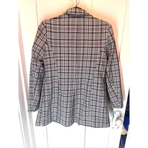Select Plaid Blazer Women's Size UK 10 / EUR 38 Y2K Black White Peach Jacket thumbnail 7