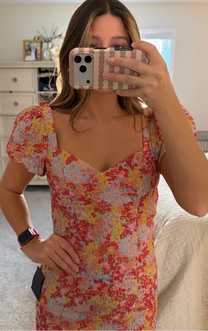 Lulus Colorful mini dress with puffy sleeves thumbnail 2