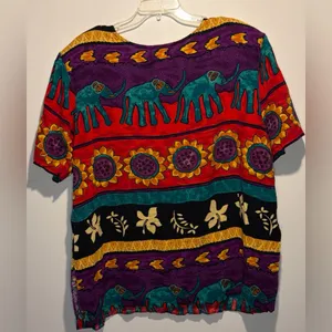 Jessica Howard Woman Vintage Elephant Sunflower Art to Wear Shoulder Pads SZ 20 thumbnail 2