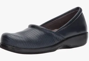 Softwalk Adora Navy Leather Slip On Comfort Clog Shoe with‎ snake embossing B42 thumbnail 1