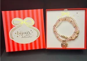 New in Box! Bijoux Bar Gold Tone Glass Stretch Set of 2 Stackable Bracelets thumbnail 1