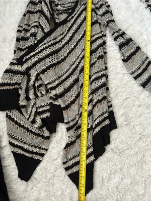American Eagle Women's Striped black gray Open Front Knit Cardigan Sweater small thumbnail 7