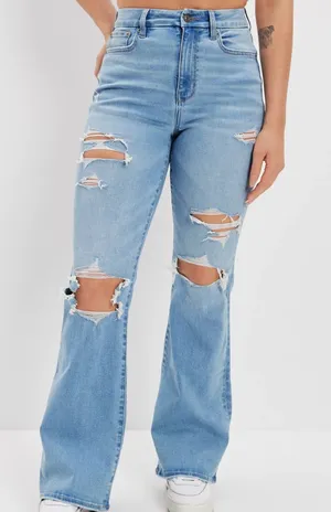 American Eagle Super High Rise Flare Jeans Women’s Size 6 Regular Blue Denim thumbnail 1