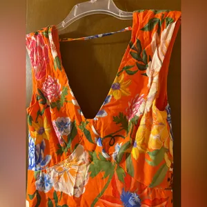 Anthropologie Painterly Open-Back Midi Dress in Watercolor Floral thumbnail 6