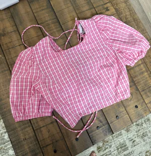 Sun Deh Aritzia Pink cropped top thumbnail 1