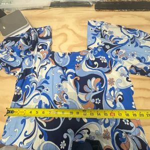 NWT F&F Blue Swirl Paisley Square Neck Smocked Mini Dress Women's‎ US 18 Floral thumbnail 10