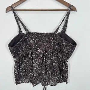 American Eagle‎ Outfitters Smocked Paisley Print Crop Tank Top Women XL Festival thumbnail 3