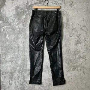 Kut From The Kloth‎ Reese Ankle Straight Leg Zipper Black Faux Leather Pants 6L thumbnail 3