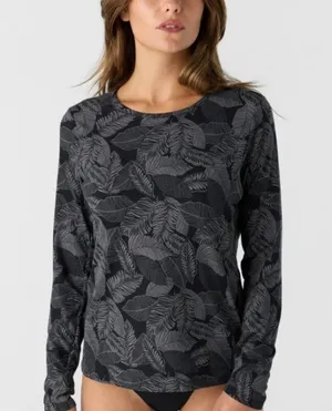 Hang Ten Black & Gray Palm Leaf Sunray Long Sleeve Sun Tee Size Medium thumbnail 1