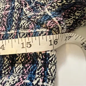 IRO Paris Multi Color Tweed Fringe Collarless Zip Pocket Jacket Blue Pink 36 4 thumbnail 7