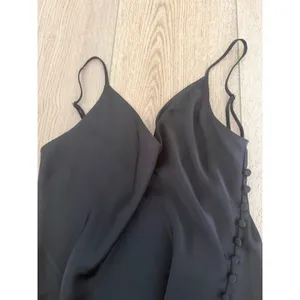 Banana Republic‎ Black Satin Side Button Slit Midi Slip Dress Womens 6 V-Neck thumbnail 9