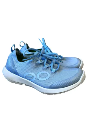 Oofos OOmg Sport LS Shoes Womens Size 8 Lace Up Recovery Sneakers Blue White thumbnail 2
