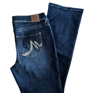 Maurice’s Bootcut Mid Rise Jean Sz 12X33 Dark Blue Wash Cotton Stretch Casual thumbnail 2