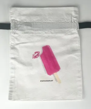 Sephora Kiss Popsicle Drawstring Cloth MakeUp Delicates Travel Bag White New thumbnail 1