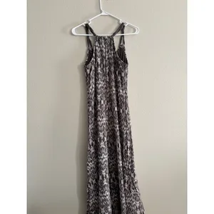 Garnet Hill Maxi Dress Womnes Medium Brown Cream Halter Cotton Gauze Resort thumbnail 2