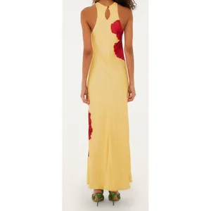 Farm Rio Poppy Flowers Maxi Dress Medium Yellow Floral Sleeveless Tropical Bold thumbnail 2