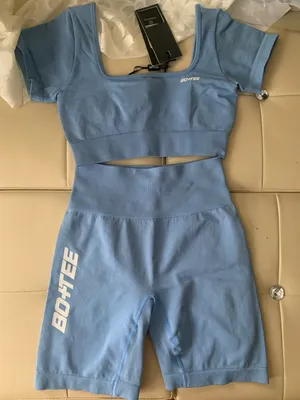 Bo And Tee Seamless Biker Shorts And Crop Top thumbnail 1