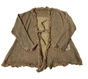 Live From Bali Cottagecore Open Knit Ruffle‎ Trim Tie Front Cardigan Shrug OS thumbnail 1