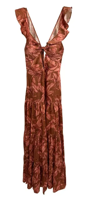 Significant Other Soller Maxi Dress Cut‎ Out Ruffle Tropical Print US 2 thumbnail 1