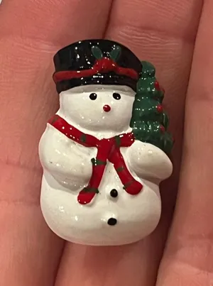 Holiday Christmas Snowman Pin - Vintage thumbnail 1