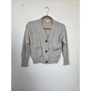 Poof Gray Cardigan Sweater Short Cozy Soft Academia Preppy Twee Old Money Small thumbnail 5