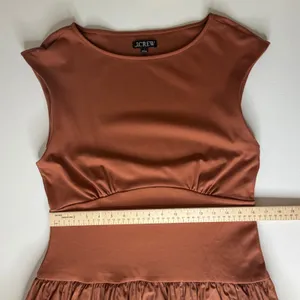 J Crew Bubble Hem Mixy Mini‎ Dress Large Terracotta Brown Old Money Mixed Media thumbnail 15