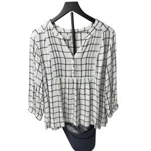 Wrangler White Black Plaid Pintuck Blouse Western Boho Size Medium thumbnail 5