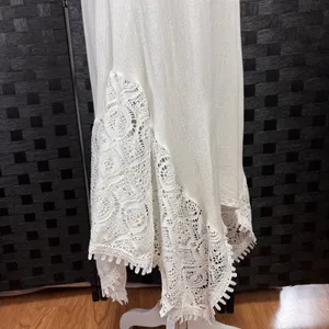 Sleeveless Beach Dress Crocheted Lace Straps Sz S Asymmetric Grad Ethereal Bride thumbnail 7