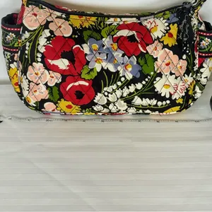 Vera Bradley ‘Poppy Fields’ Shoulder Bag Vibrant Floral Design Quilted Cotton thumbnail 3