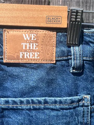 Free People tinsley high-rise baggy straight leg jeans in deep blue thumbnail 13