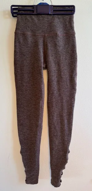 Beyond Yoga Womens High Waisted Space‎ Dye Strappy Ankle Leggings Plum XS thumbnail 1