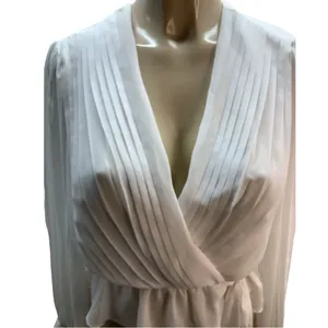 Express Size Small White Sheer Criss Front Long Sleeve Blouse. Preloved thumbnail 4