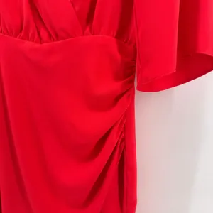 Amanda Uprichard Red Surplice Ruched V-Neck Mini Dress Size Small Tulip‎ Skirt thumbnail 3