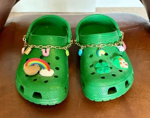 Lucky Charms Crocs sz J 6 Sparkle Green Clog Classic Marshmallow Charms jibbits thumbnail 1