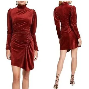 A.L.C. Frank Marcel Long Sleeve Corduroy Cocktail Dress Burnt Siena Orange Size‎ 2 thumbnail 2