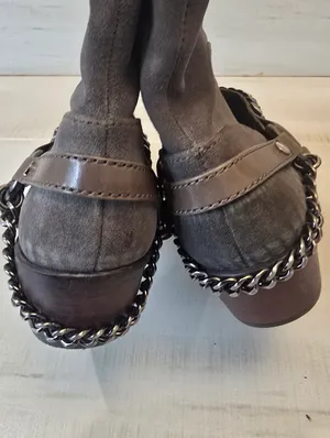 {5.5} Gianni Bini Taupe Harness Suede Cowboy Boots Women's thumbnail 9