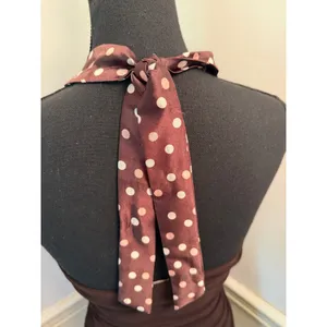 Vintage Y2K Taboo Brown Polka Dot Halter Ruffle Mini Dress Whimsygoth Fairycore thumbnail 7