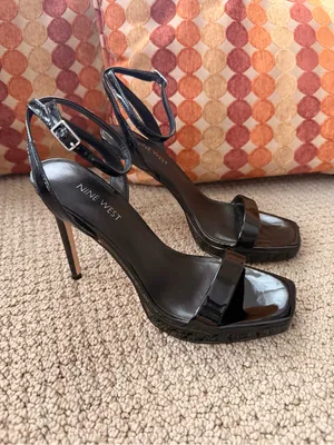 Nine West Zadie Black Patent Strappy Stiletto Sandals Size 8M thumbnail 6