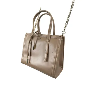 Zara Mini City Beige Faux Leather Vegan Chain Crossbody Bowling Satchel Bag thumbnail 2