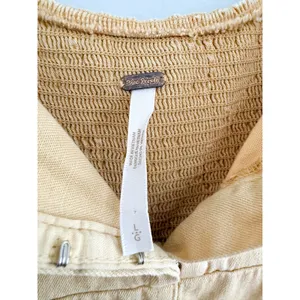 Free People | Cheyenne Denim Mini Dress Sand Dune Yellow Puff Sleeve | Sz L thumbnail 8
