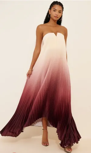 L’IDEE Black Tie Gown Pleated Ombre Size 4 Strapless Pleated thumbnail 1